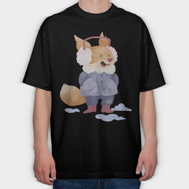 Winter Fox Friend, Tricou Oversize Barbati (Unisex)