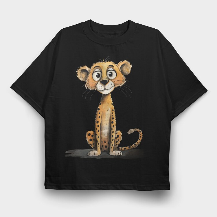 Cute Leopard Sitting, Tricou Oversize Barbati (Unisex)