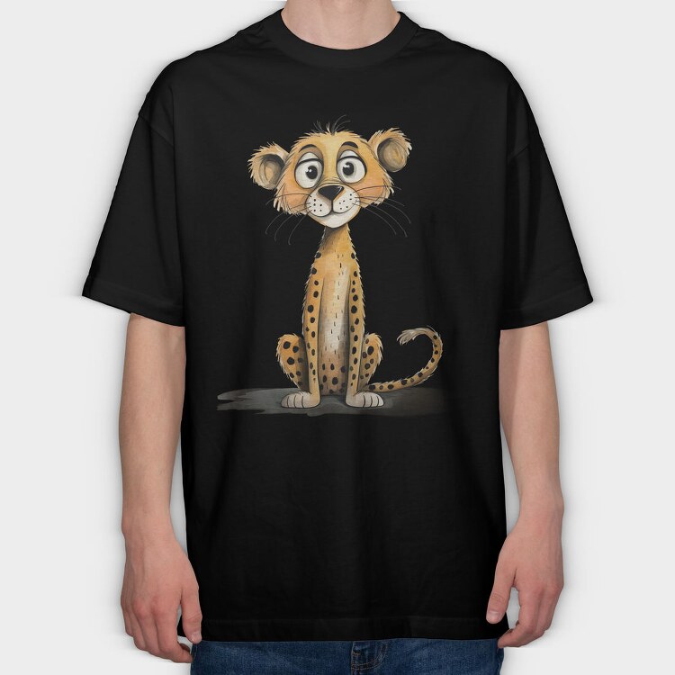 Cute Leopard Sitting, Tricou Oversize Barbati (Unisex)