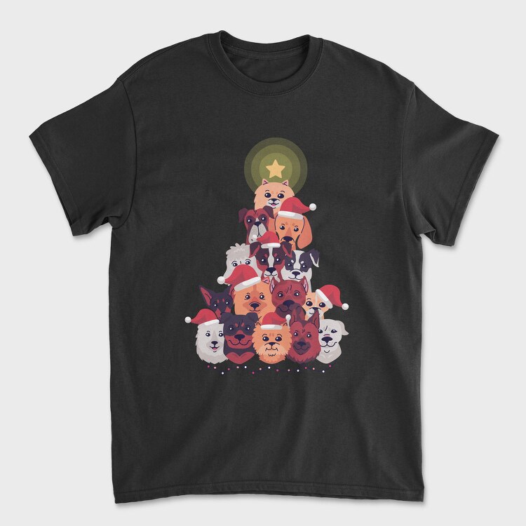 Dog Christmas Tree, Tricou Barbati (Unisex)