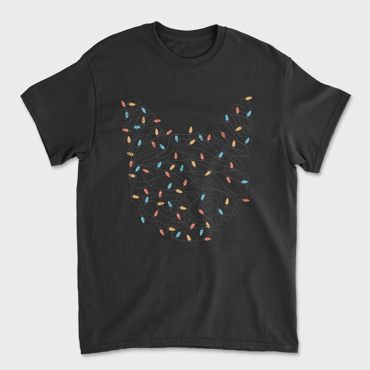 Cat Christmas Lights Silhouette With, Tricou Barbati (Unisex)