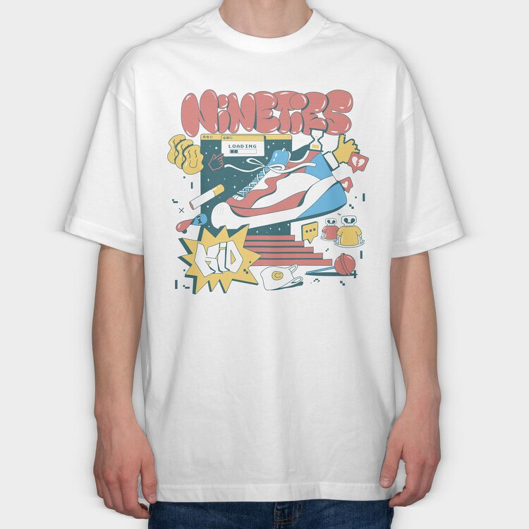 Nineties 90S Kid Retro 1, Tricou Oversize Barbati (Unisex)