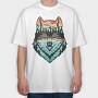 Hand Draw Landscape Wolf, Tricou Oversize Barbati (Unisex)
