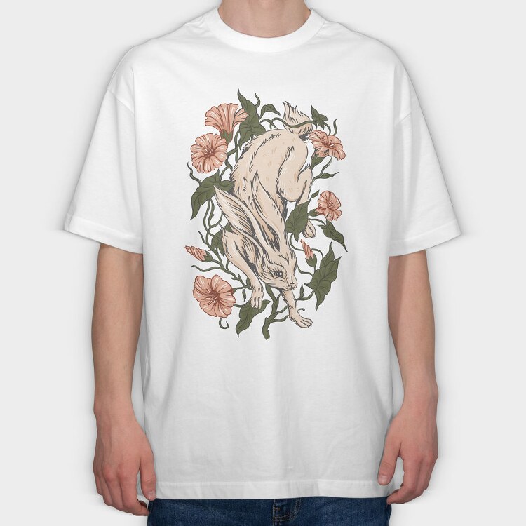 Hare Rabbit Ivy Flowers, Tricou Oversize Barbati (Unisex)