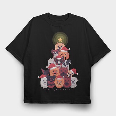 Dog Christmas Tree, Tricou Oversize Barbati (Unisex)