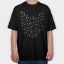 Cat Christmas Lights Silhouette With, Tricou Oversize Barbati (Unisex)
