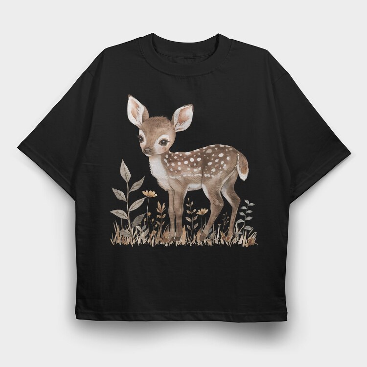 Baby Deer Forest, Tricou Oversize Barbati (Unisex)