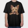Aussie Terrier Peeking, Tricou Oversize Barbati (Unisex)