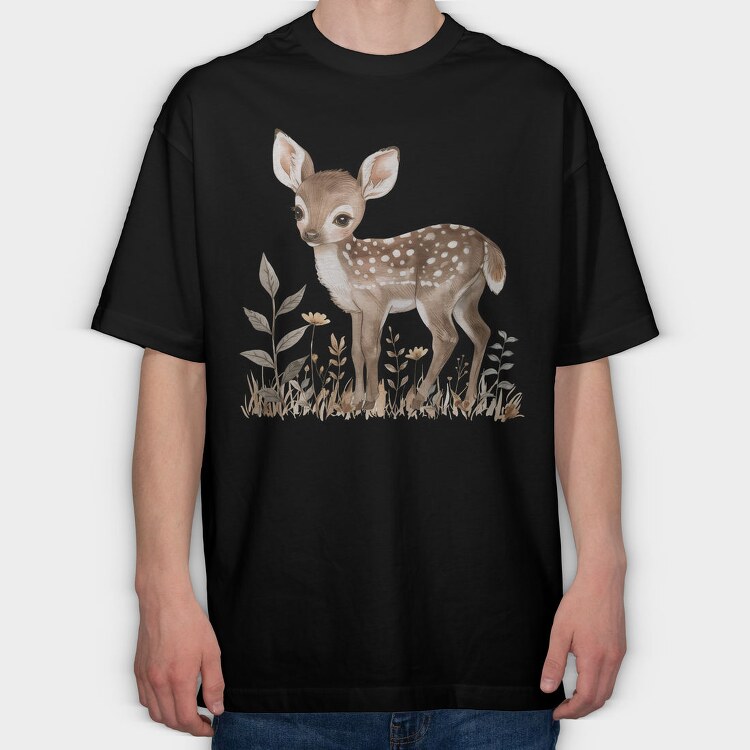 Baby Deer Forest, Tricou Oversize Barbati (Unisex)