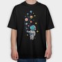 Astronaut And Balloon Planets, Tricou Oversize Barbati (Unisex)