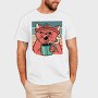 Cat Drinking Coffee (2), Tricou Barbati (Unisex)