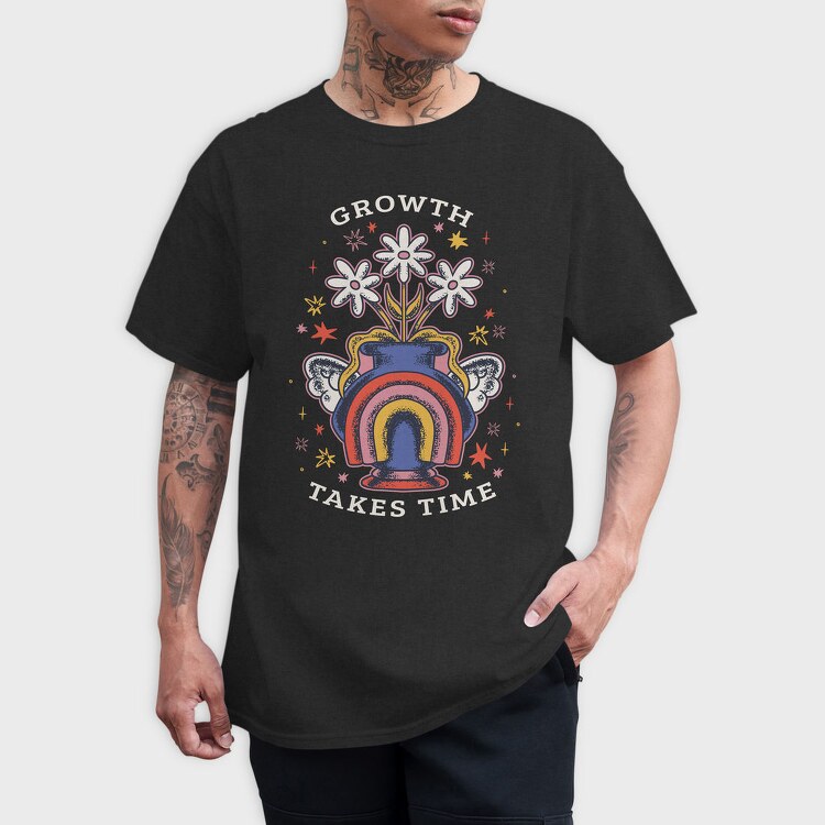 Growth Takes Time Floral Vase 02, Tricou Barbati (Unisex)