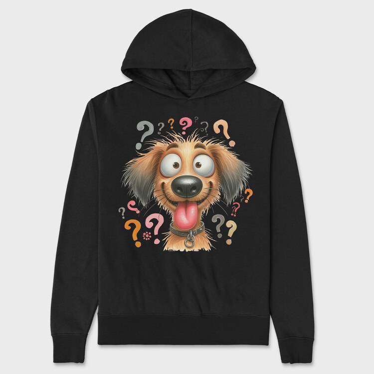 Cute Dog Questionmarks, Hanorac Oversize Barbati (Unisex)