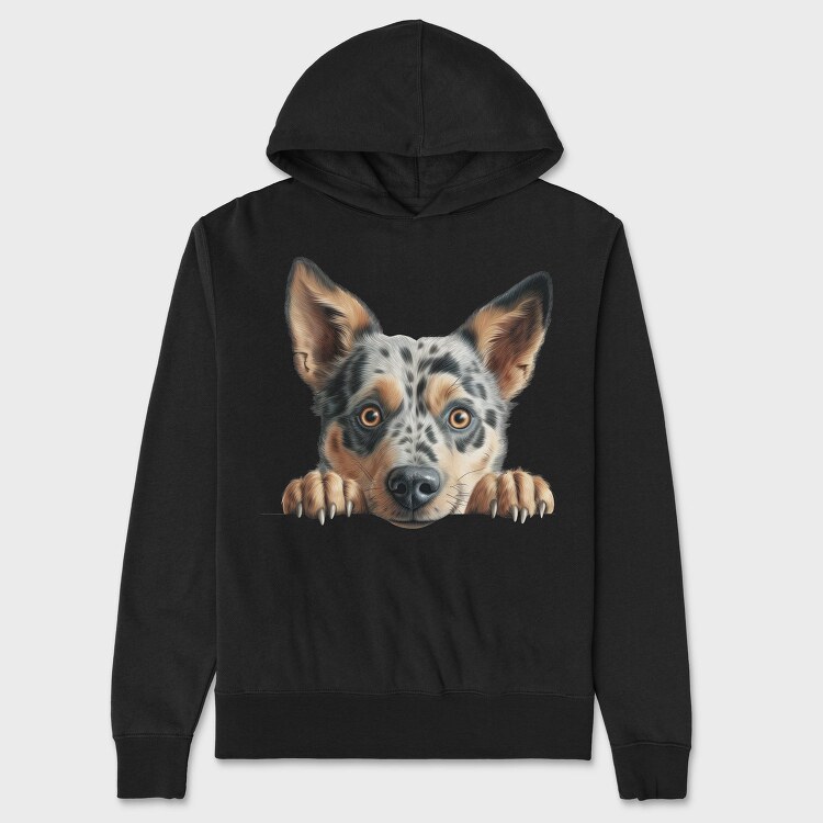 Australian Cattle Dog Peeking, Hanorac Oversize Barbati (Unisex)