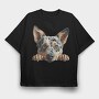 Australian Cattle Dog Peeking, Tricou Oversize Barbati (Unisex)
