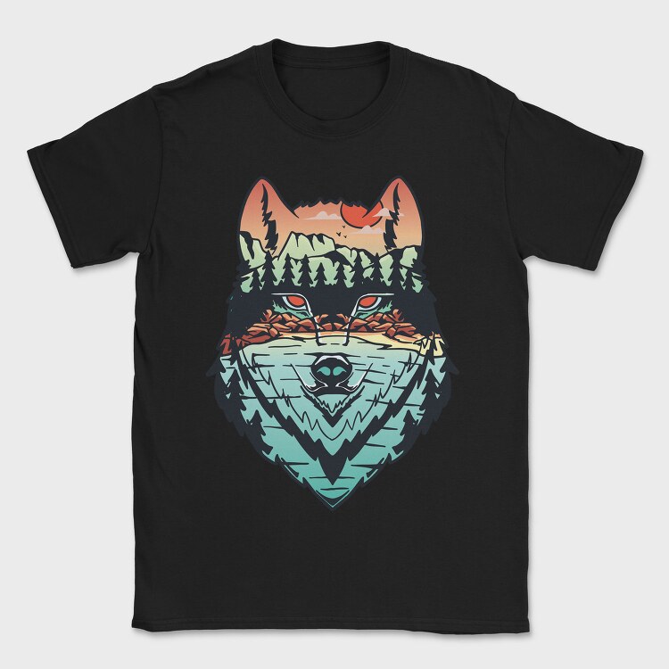 Hand Draw Landscape Wolf, Tricou Barbati (Unisex)