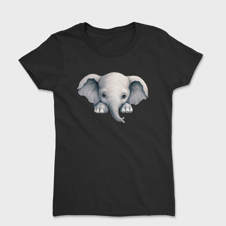 Baby Elephant Peeking, Tricou Femei