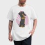 Dachshund Dog Pink Bow Dachsund Riveter Girl, Tricou Barbati (Unisex)