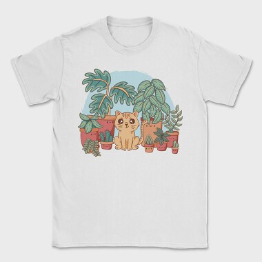 Cat And Plants, Tricou Barbati (Unisex)