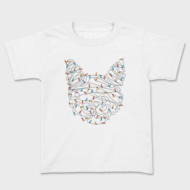 Cat Christmas Lights Silhouette With, Tricou Copii