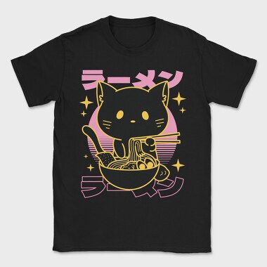 Cat Eating Ramen Food Retro, Tricou Barbati (Unisex)