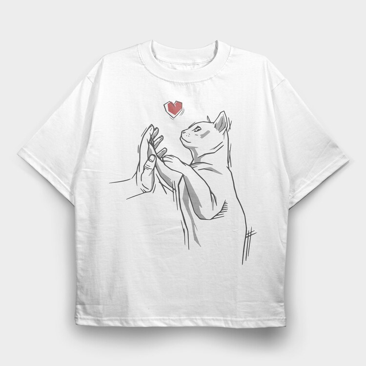 Cat Hand, Tricou Oversize Barbati (Unisex)