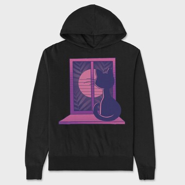 Cat In Window, Hanorac Oversize Barbati (Unisex)