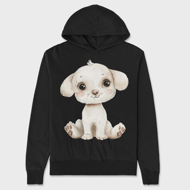 Cute Puppy Sitting, Hanorac Oversize Barbati (Unisex)