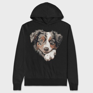 Australian Shepherd Peeking, Hanorac Oversize Barbati (Unisex)