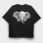 Baby Elephant Peeking, Tricou Oversize Barbati (Unisex)