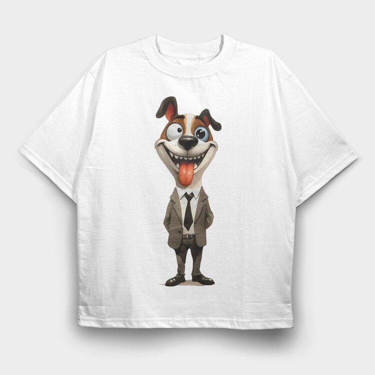 Cute Dog Suit, Tricou Oversize Barbati (Unisex)