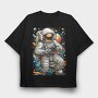 Astronaut Gamer In Cosmic Hues, Tricou Oversize Barbati (Unisex)