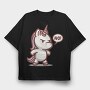Grumpy Denial Unicorn No, Tricou Oversize Barbati (Unisex)
