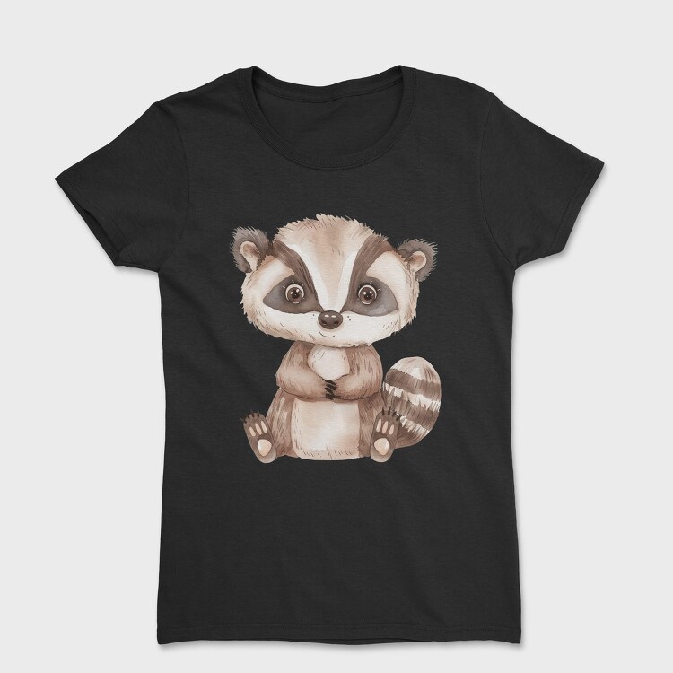 Cute Raccoon Sitting, Tricou Femei
