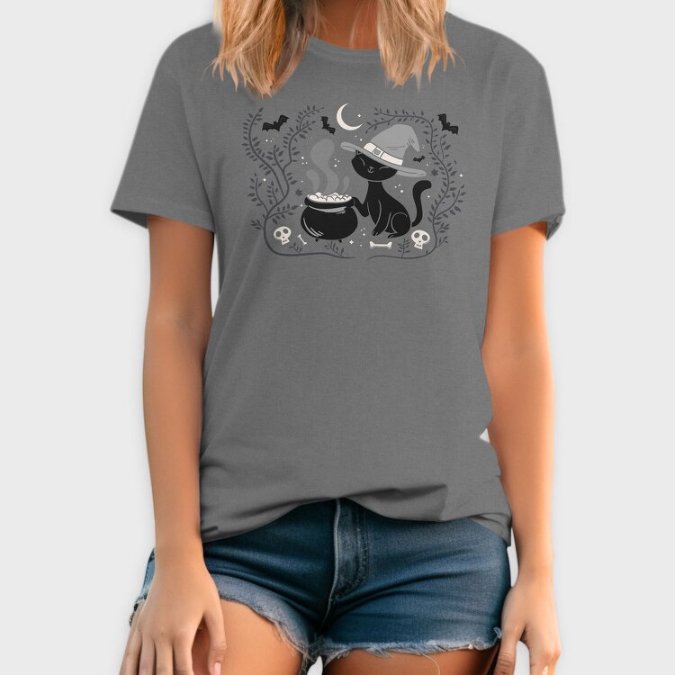 Witch Cat Halloween Illustration 3, Tricou Barbati (Unisex)