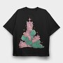 Unicorns And T Rex Christmas Tree, Tricou Oversize Barbati (Unisex)
