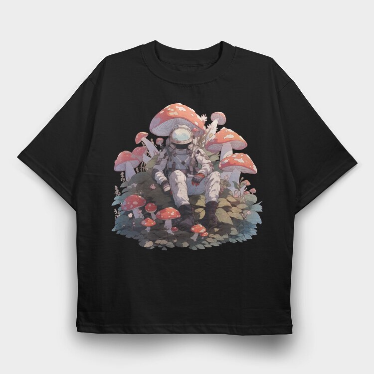 Astronaut On Mushroom Planet, Tricou Oversize Barbati (Unisex)