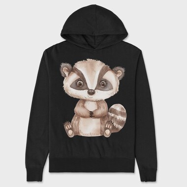 Cute Raccoon Sitting, Hanorac Oversize Barbati (Unisex)