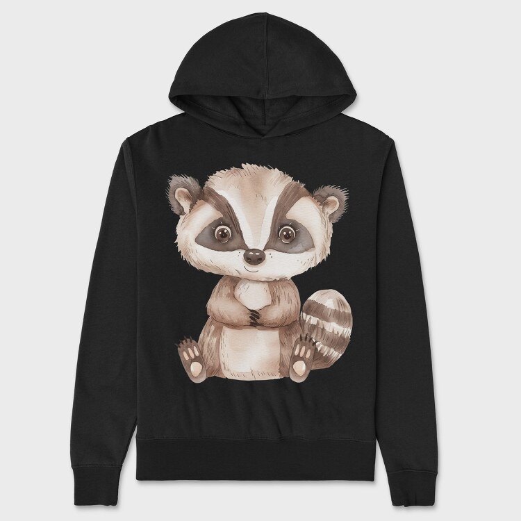 Cute Raccoon Sitting, Hanorac Oversize Barbati (Unisex)
