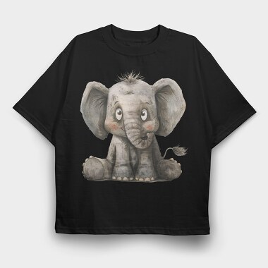 Baby Elephant Sitting, Tricou Oversize Barbati (Unisex)