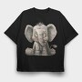 Baby Elephant Sitting, Tricou Oversize Barbati (Unisex)