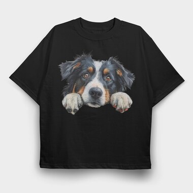 Australian Shepherd Peep, Tricou Oversize Barbati (Unisex)