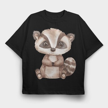 Cute Raccoon Sitting, Tricou Oversize Barbati (Unisex)