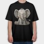 Baby Elephant Sitting, Tricou Oversize Barbati (Unisex)