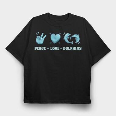 Heart Dolphin, Tricou Oversize Barbati (Unisex)