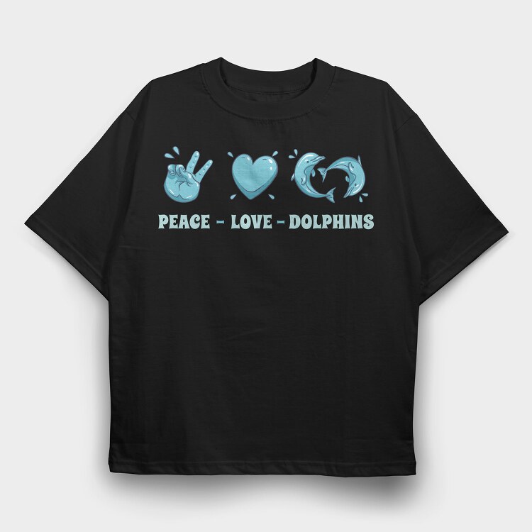 Heart Dolphin, Tricou Oversize Barbati (Unisex)