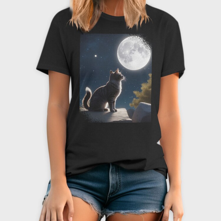 Cat Gazing At The Moon, Tricou Barbati (Unisex)