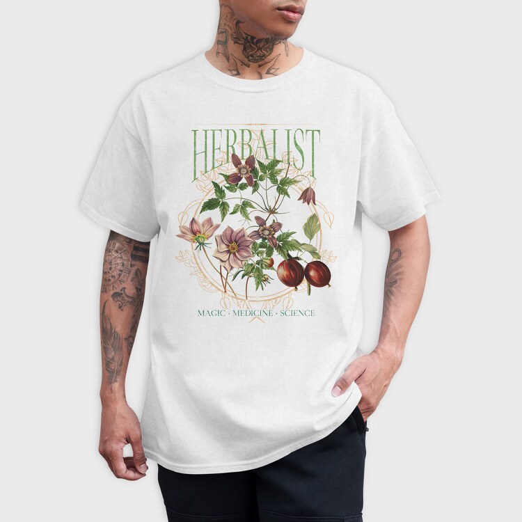 Flowers And Leaves Nature Cottagecore Herbology, Tricou Barbati (Unisex)