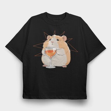 Sad Hamster With Drink, Tricou Oversize Barbati (Unisex)