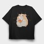 Sad Hamster With Drink, Tricou Oversize Barbati (Unisex)